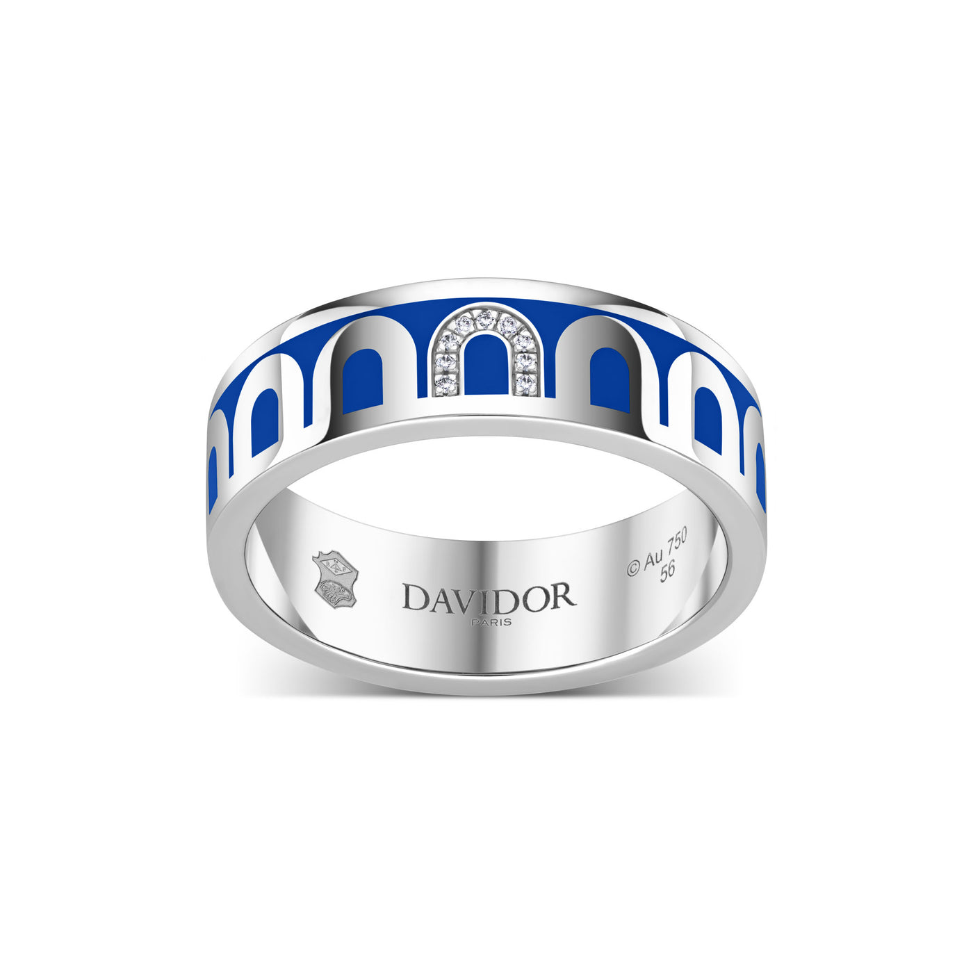 L’Arc de DAVIDOR Ring MM, 18k White Gold with Riviera Lacquered Ceramic and Porta Simple Diamonds - DAVIDOR