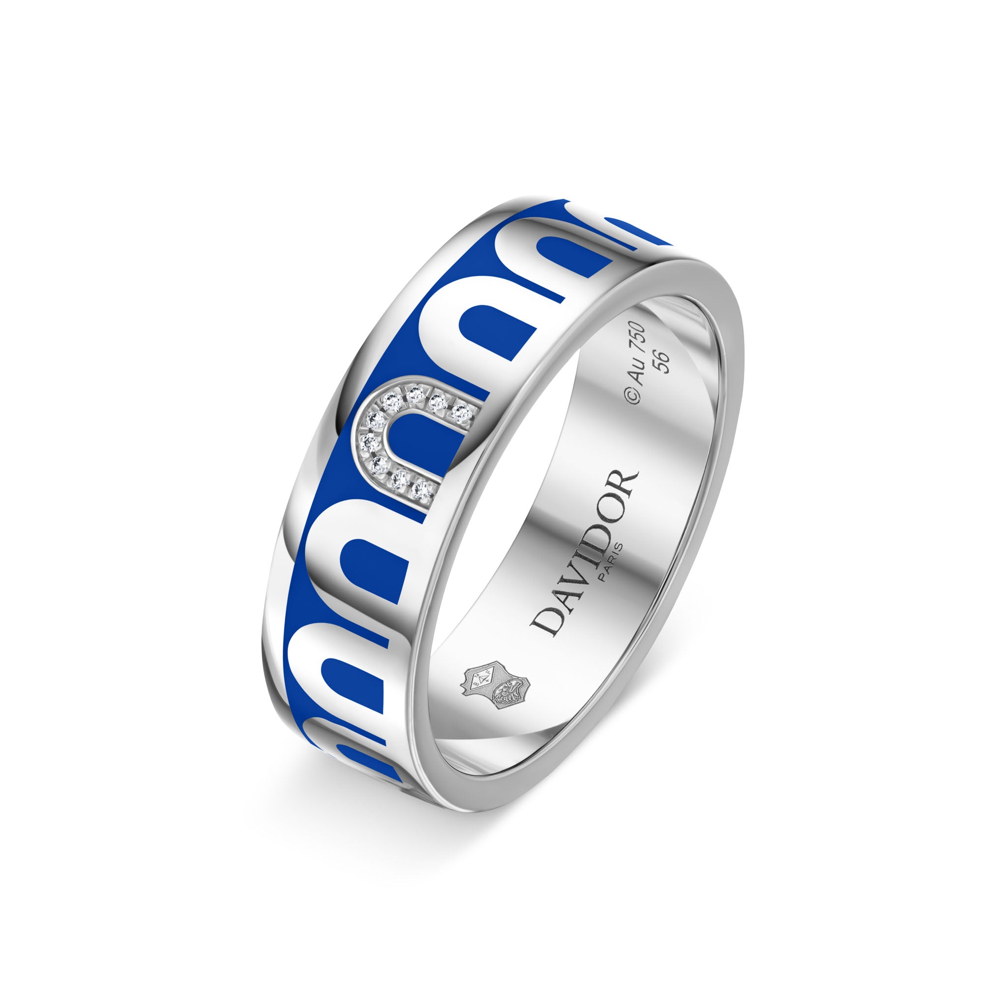 L’Arc de DAVIDOR Ring MM, 18k White Gold with Riviera Lacquered Ceramic and Porta Simple Diamonds - DAVIDOR