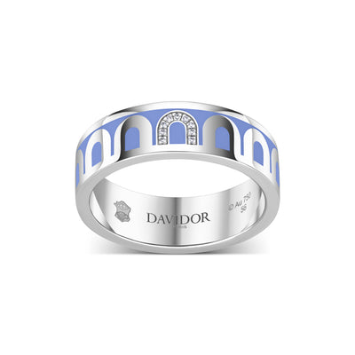 L’Arc de DAVIDOR Ring MM, 18k White Gold with Hortensia Lacquered Ceramic and Porta Simple Diamonds - DAVIDOR