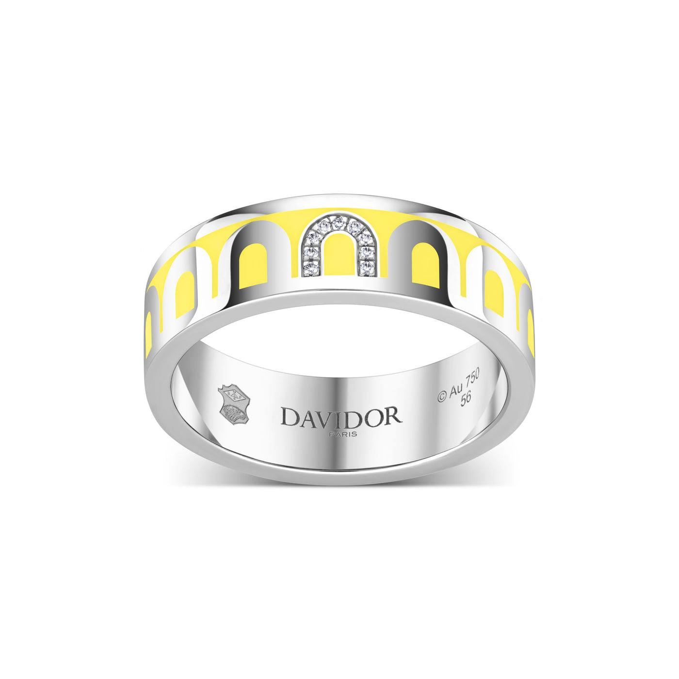 L’Arc de DAVIDOR Ring MM, 18k White Gold with Limoncello Lacquered Ceramic and Porta Simple Diamonds - DAVIDOR
