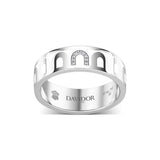 L’Arc de DAVIDOR Ring MM, 18k White Gold with Neige Lacquered Ceramic and Porta Simple Diamonds - DAVIDOR