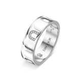 L’Arc de DAVIDOR Ring MM, 18k White Gold with Neige Lacquered Ceramic and Porta Simple Diamonds - DAVIDOR