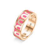 L’Arc de DAVIDOR Ring MM, 18k Rose Gold with Flamant Lacquered Ceramic and Porta Simple Diamonds - DAVIDOR