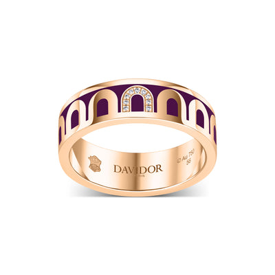 L’Arc de DAVIDOR Ring MM, 18k Rose Gold with Aubergine Lacquered Ceramic and Porta Simple Diamonds - DAVIDOR