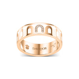 L’Arc de DAVIDOR Ring MM, 18k Rose Gold with Neige Lacquered Ceramic and Porta Simple Diamonds - DAVIDOR