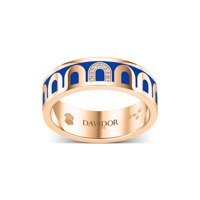 L’Arc de DAVIDOR Ring MM, 18k Rose Gold with Riviera Lacquered Ceramic and Porta Simple Diamonds - DAVIDOR