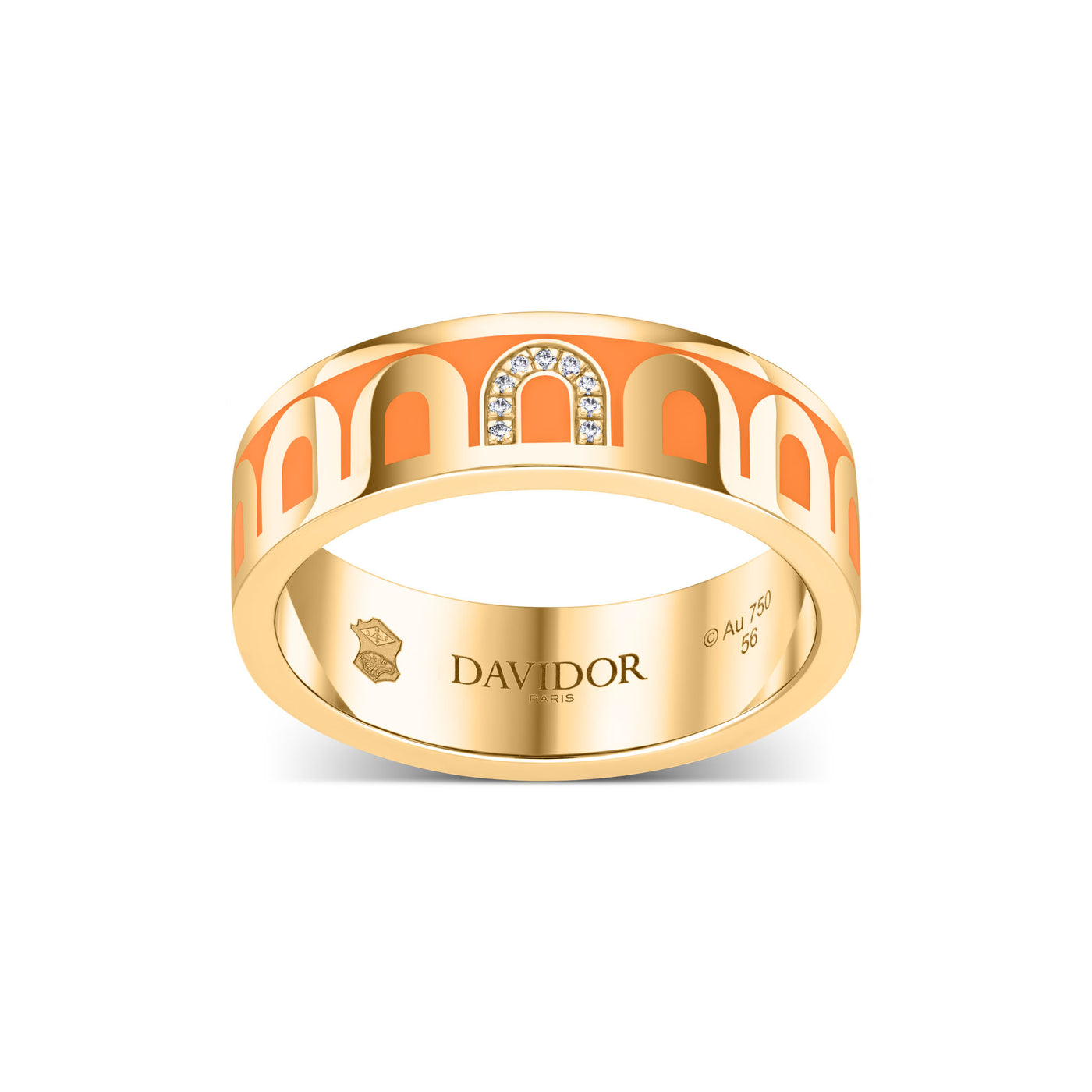 L’Arc de DAVIDOR Ring MM, 18k Yellow Gold with Zeste Lacquered Ceramic and Porta Simple Diamonds - DAVIDOR