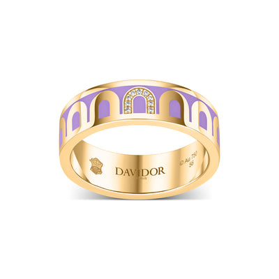 L’Arc de DAVIDOR Ring MM, 18k Yellow Gold with Lavande Lacquered Ceramic and Porta Simple Diamonds - DAVIDOR
