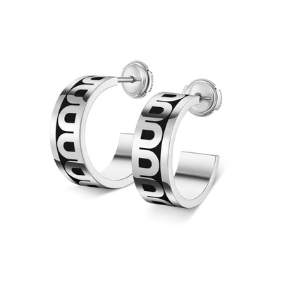 L'Arc de DAVIDOR Creole Earring PM, 18k White Gold with Lacquered Ceramic - DAVIDOR