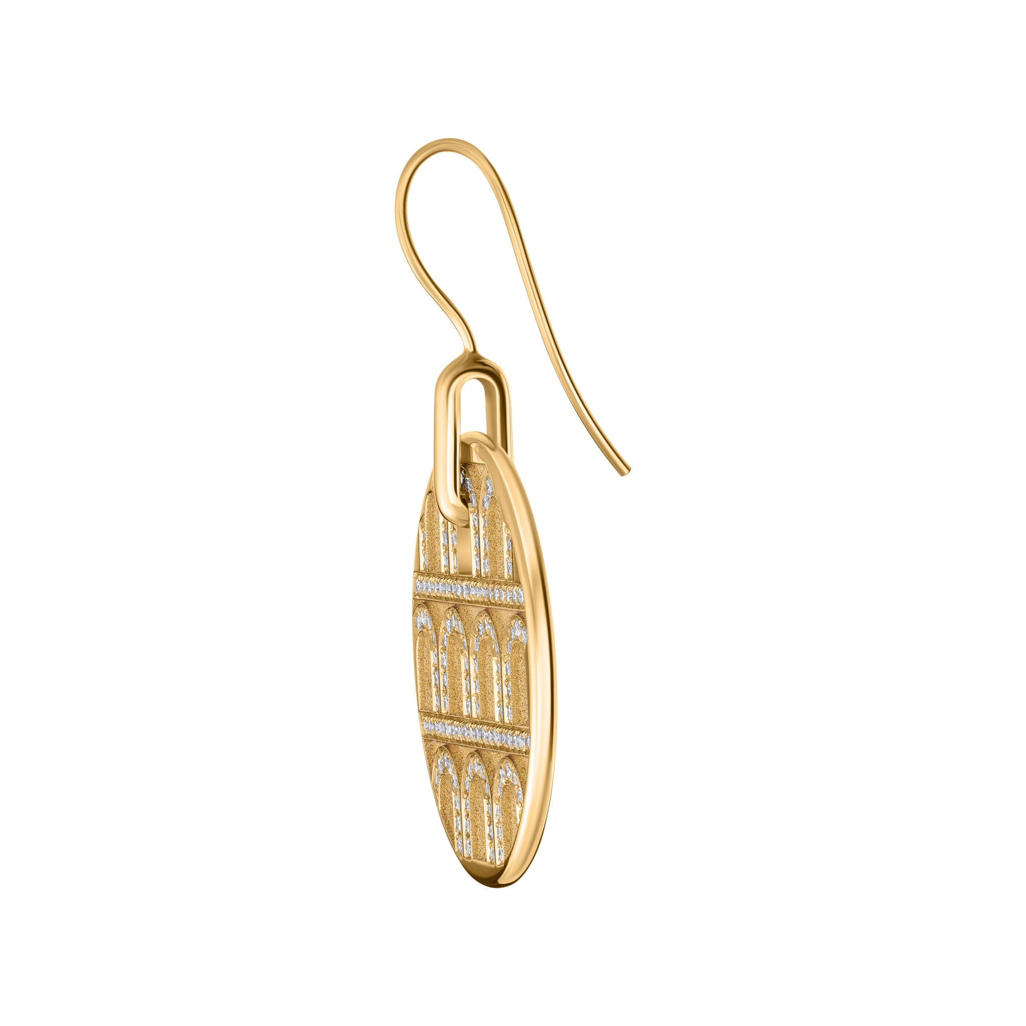 L'Arc de DAVIDOR Pendant Earring GM, 18k Yellow Gold with Satin Finish and Palais Diamonds - DAVIDOR