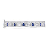 L'Arc Deco Bangle in Platinum with DAVIDOR Arch Cut Diamonds DAVIDOR Arch Cut Blue Sapphires and Brilliant Diamonds - DAVIDOR