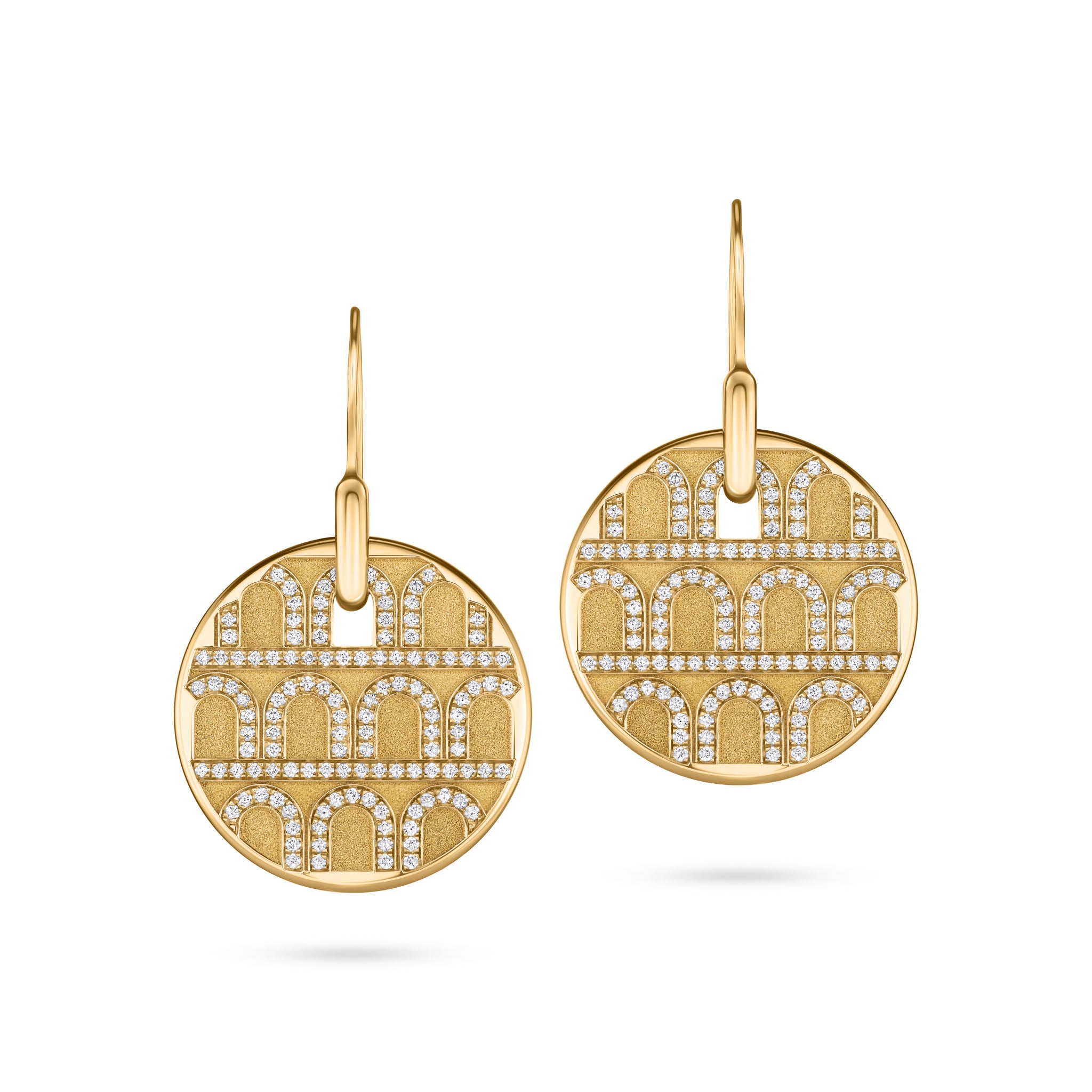 L'Arc de DAVIDOR Pendant Earring GM, 18k Yellow Gold with Satin Finish and Palais Diamonds - DAVIDOR