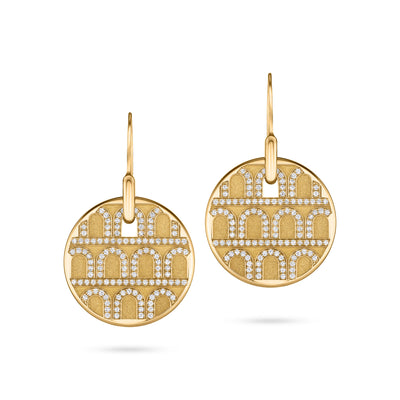 L'Arc de DAVIDOR Pendant Earring GM, 18k Yellow Gold with Satin Finish and Palais Diamonds - DAVIDOR