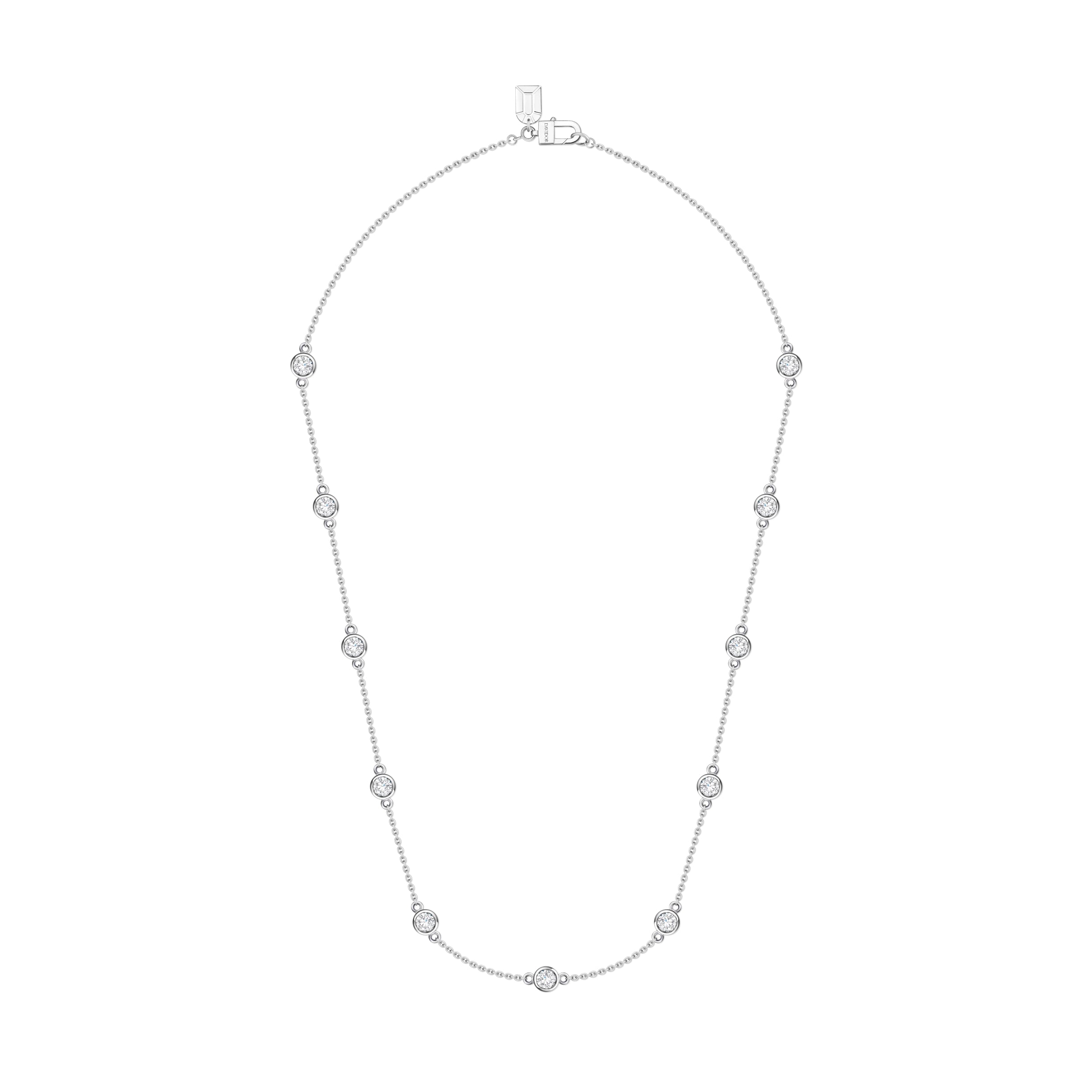 DAVIDOR Diamant Necklace GM, 18k White Gold with Brilliant Round Diamonds - DAVIDOR