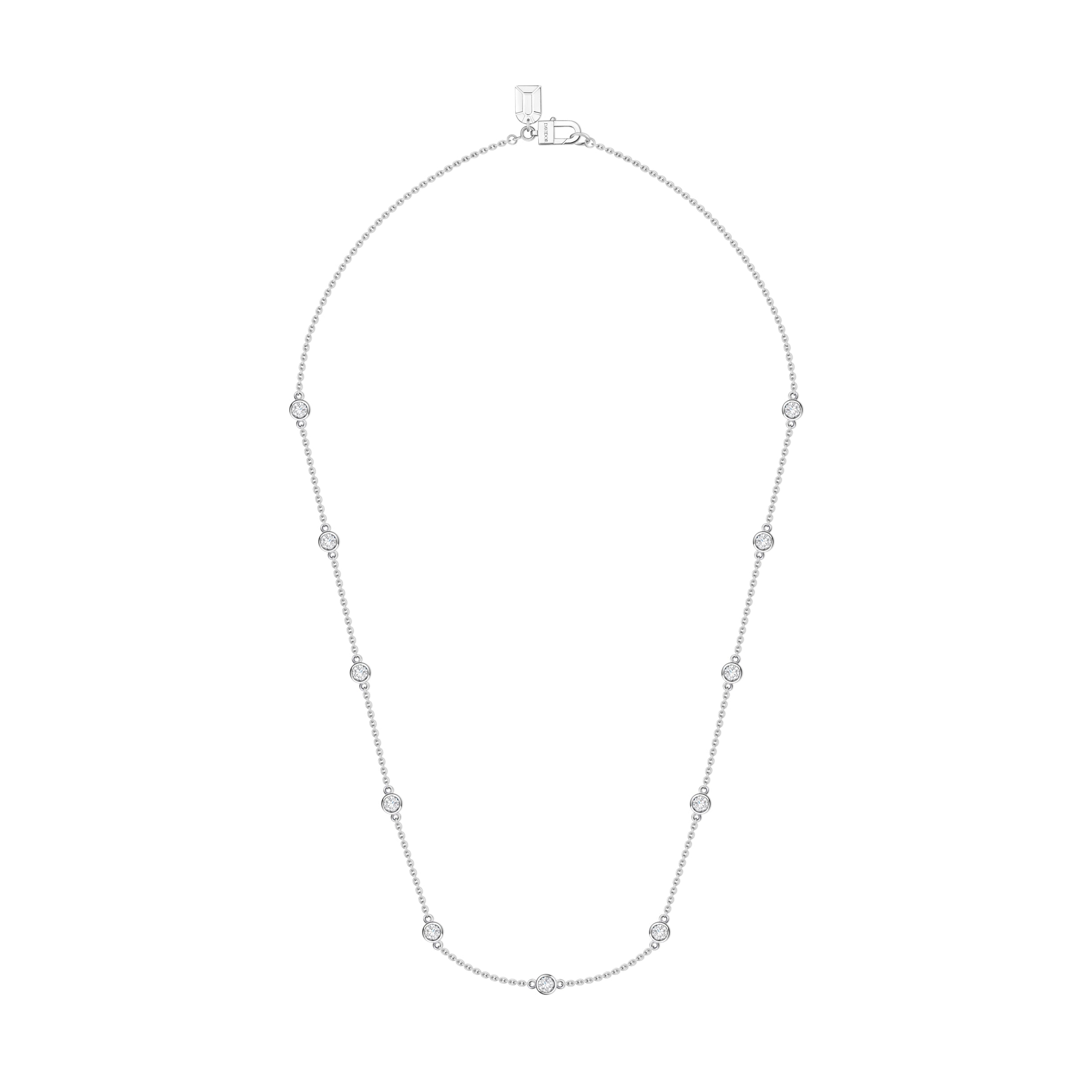 DAVIDOR Diamant Necklace MM, 18k White Gold with Brilliant Round Diamonds - DAVIDOR