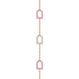 L'Arc Voyage Sautoir, 18k Rose Gold with 18 MM Arch Motifs Alternating Galerie Diamonds and Pink Sapphires - DAVIDOR