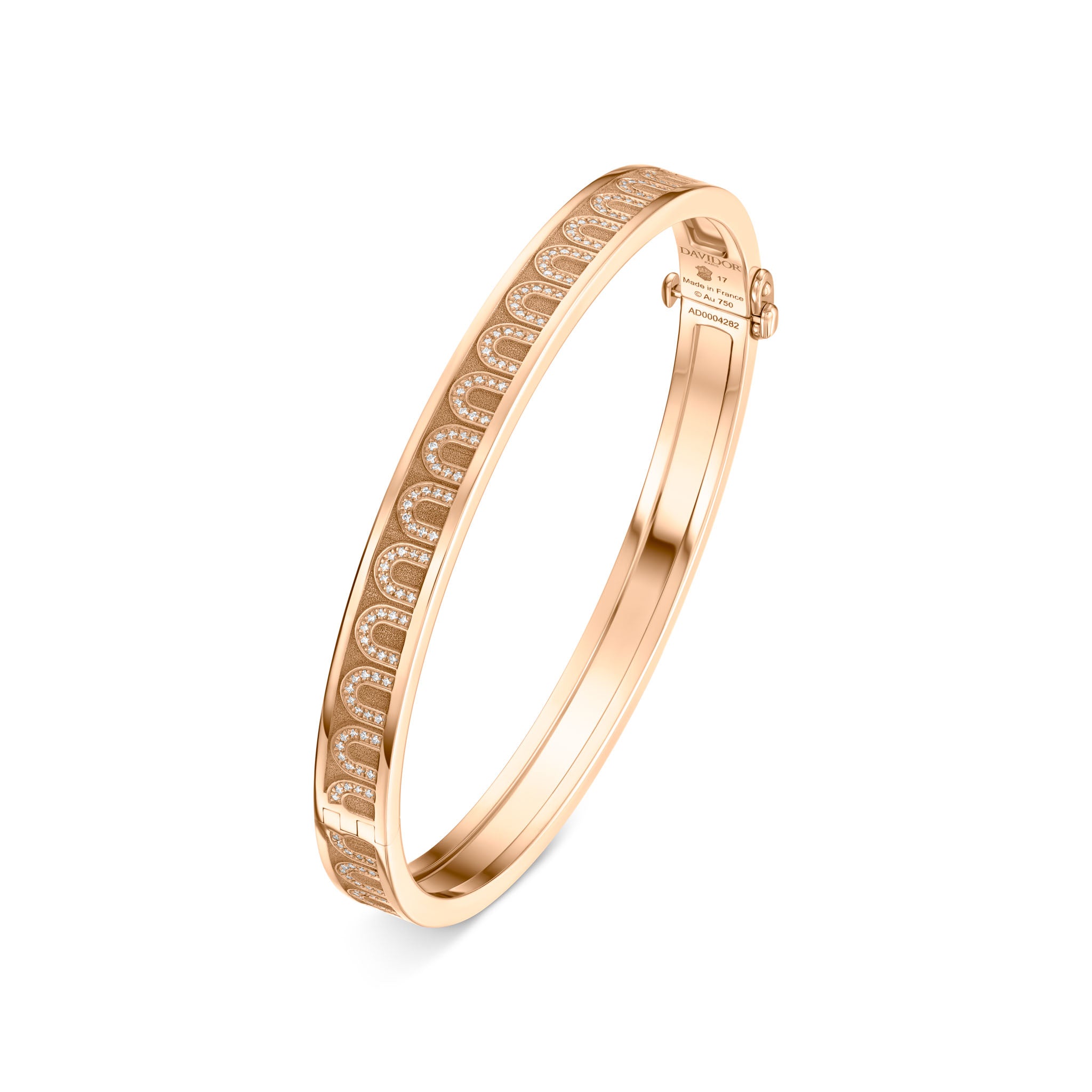 L'Arc de DAVIDOR Bangle PM, 18k Rose Gold with Satin Finish and Arcade Diamonds - DAVIDOR