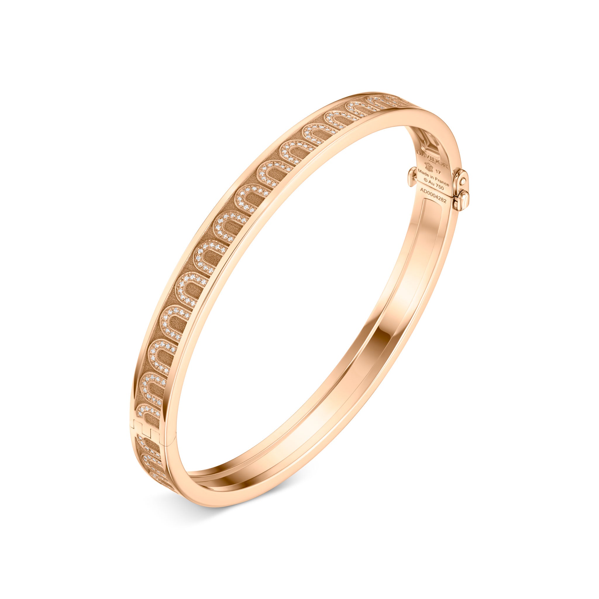 L'Arc de DAVIDOR Bangle PM, 18k Rose Gold with Satin Finish and Arcade Diamonds - DAVIDOR