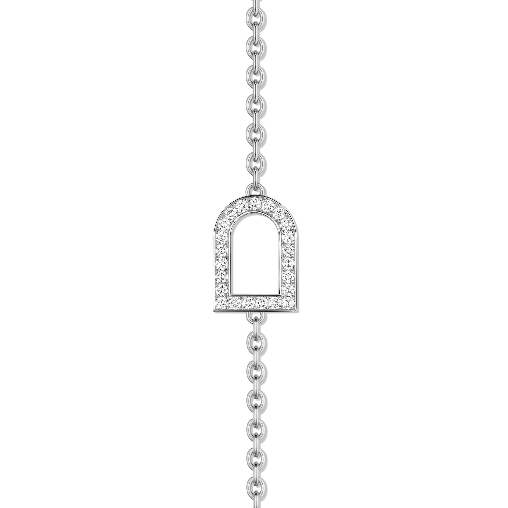 L'Arc Voyage Sautoir, 18k White Gold with 9 GM Arch Motifs with Galerie Diamonds - DAVIDOR