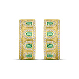 L'Arc Deco Creole Earring PM, 18k Yellow Gold with Arch Cut Green Tourmalines and Brilliant Diamonds - DAVIDOR