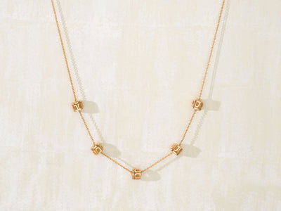 L'Arc de DAVIDOR Mini Bead Necklace, 18k Rose Gold with 5 Beads in Satin Finish - DAVIDOR