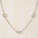 L'Arc Voyage Necklace, 18k White Gold with 3 GM Arch Motifs with Galerie Diamonds - DAVIDOR