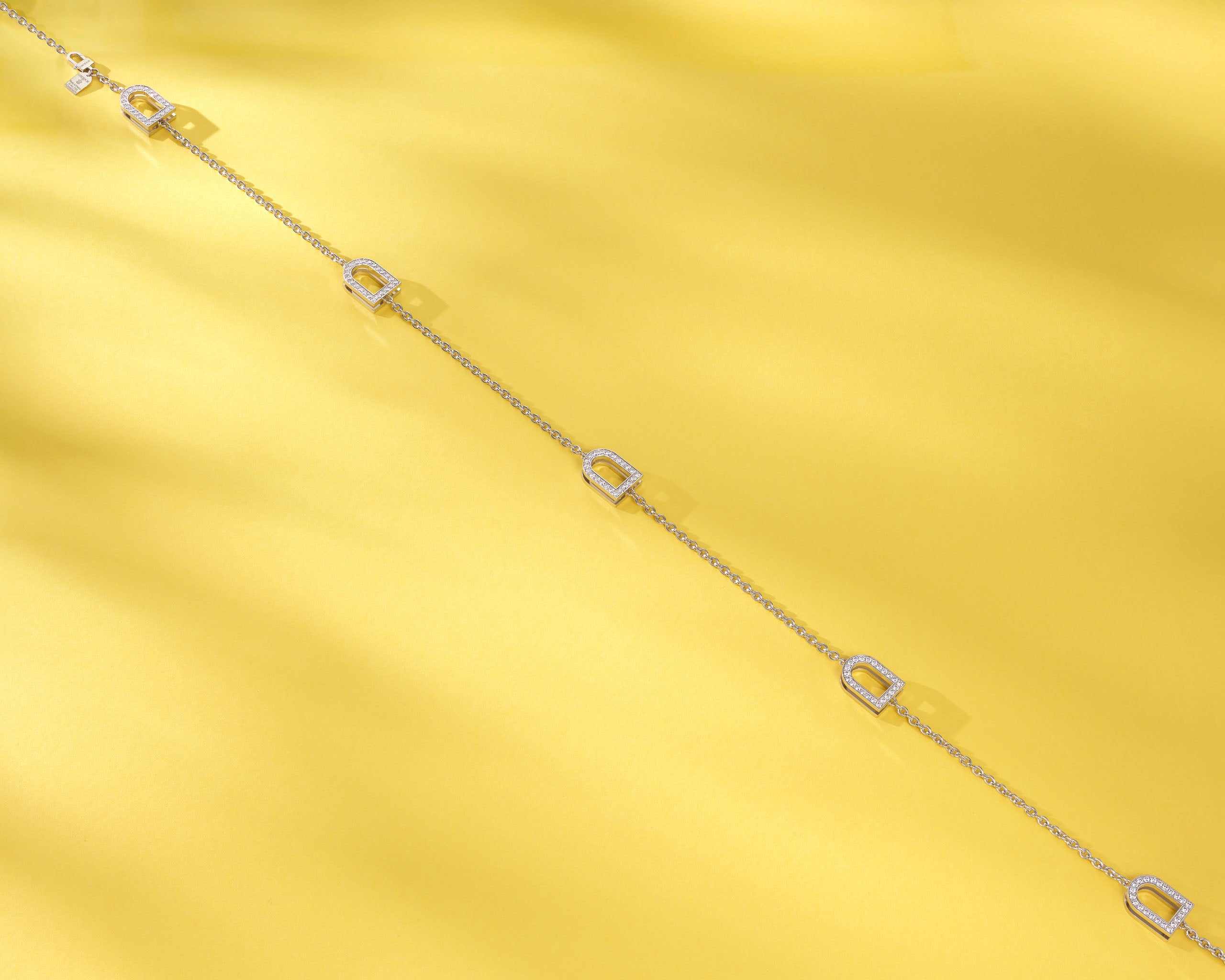 L'Arc Voyage Necklace, 18k White Gold with 5 GM Arch Motifs with Galerie Diamonds - DAVIDOR