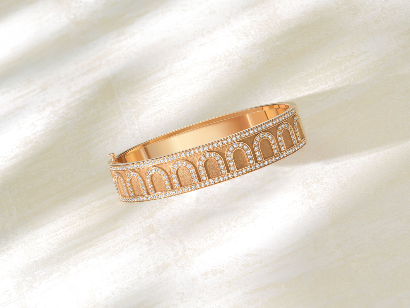 L'Arc de DAVIDOR Bangle GM, 18k Rose Gold with Satin Finish and Palais Diamonds - DAVIDOR