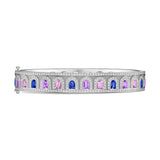 L'Arc Deco Bangle in Platinum with DAVIDOR Arch Cut Blue, Pink and Violet Sapphires and Brilliant Diamonds - DAVIDOR