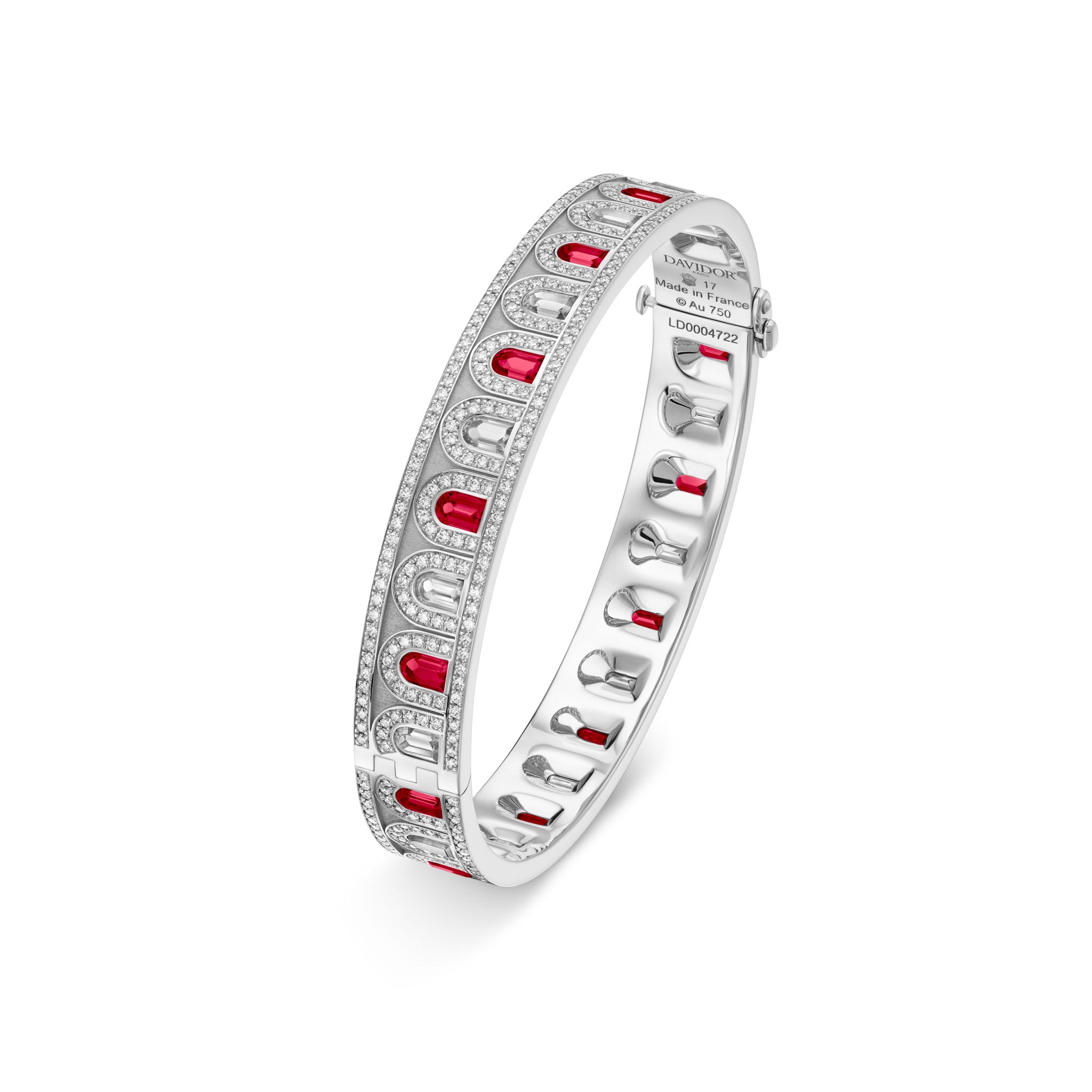 L'Arc Deco Bangle in Platinum with DAVIDOR Arch Cut Diamonds DAVIDOR Arch Cut Rubies and Brilliant Diamonds - DAVIDOR