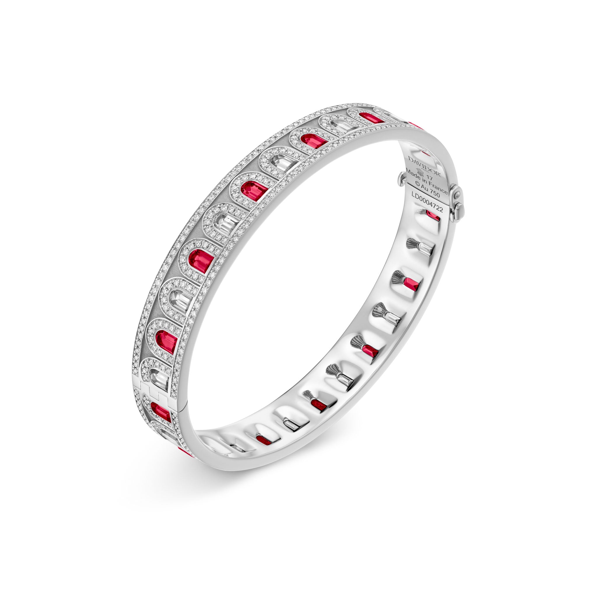 L'Arc Deco Bangle in Platinum with DAVIDOR Arch Cut Diamonds DAVIDOR Arch Cut Rubies and Brilliant Diamonds - DAVIDOR