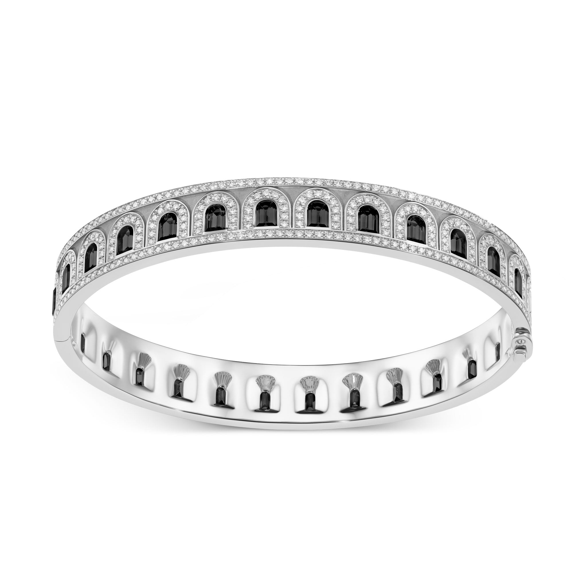 L'Arc Deco Bangle in Platinum with DAVIDOR Arch Cut Black Spinel and Brilliant Diamonds - DAVIDOR