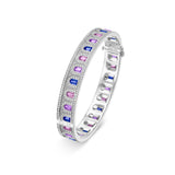 L'Arc Deco Bangle in Platinum with DAVIDOR Arch Cut Blue Pink and Violet Sapphires and Brilliant Diamonds - DAVIDOR