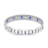 L'Arc Deco Bangle in Platinum with DAVIDOR Arch Cut Diamonds DAVIDOR Arch Cut Blue Sapphires and Brilliant Diamonds - DAVIDOR