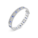 L'Arc Deco Bangle in Platinum with DAVIDOR Arch Cut Diamonds DAVIDOR Arch Cut Blue Sapphires and Brilliant Diamonds - DAVIDOR