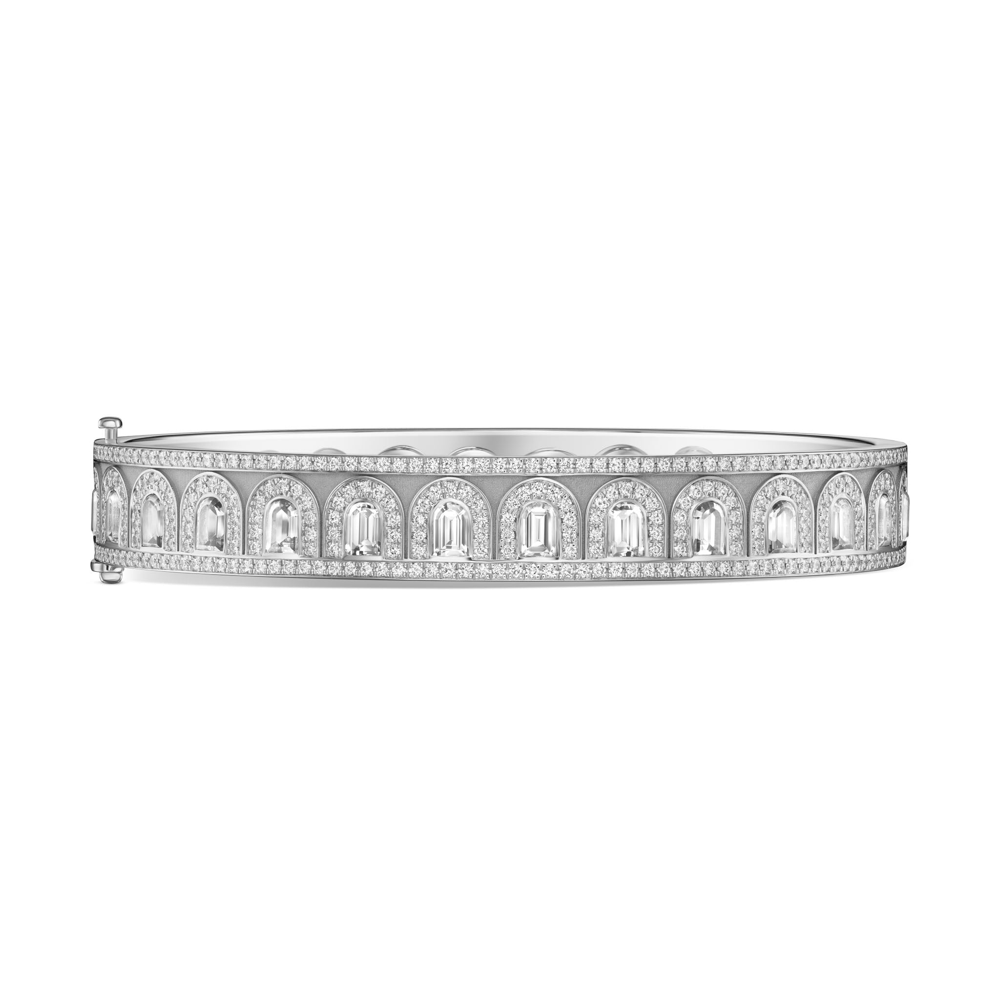 L'Arc Deco Bangle in Platinum with DAVIDOR Arch Cut Diamonds and Brilliant Diamonds - DAVIDOR