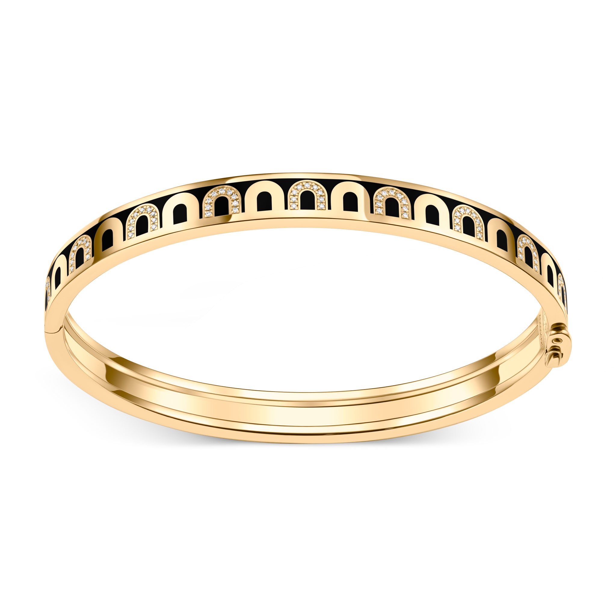 L'Arc de DAVIDOR Bangle PM, 18k Yellow Gold with Lacquered Ceramic and Colonnato Diamonds - DAVIDOR