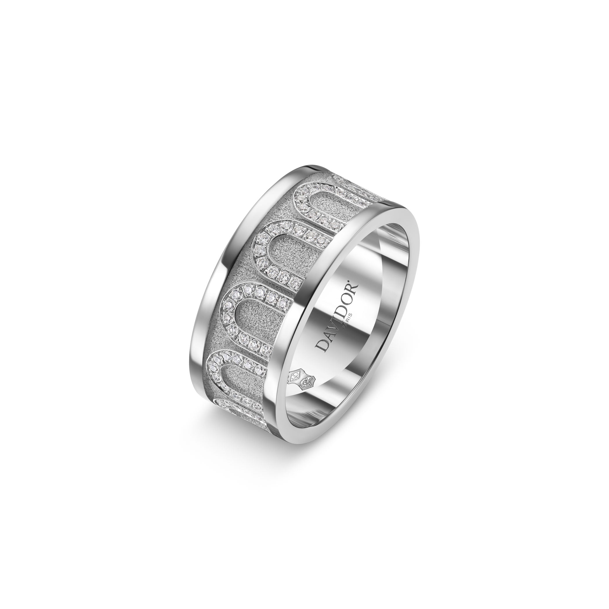 L'Arc de DAVIDOR Ring GM, 18k White Gold with Satin Finish and Arcade Diamonds - DAVIDOR
