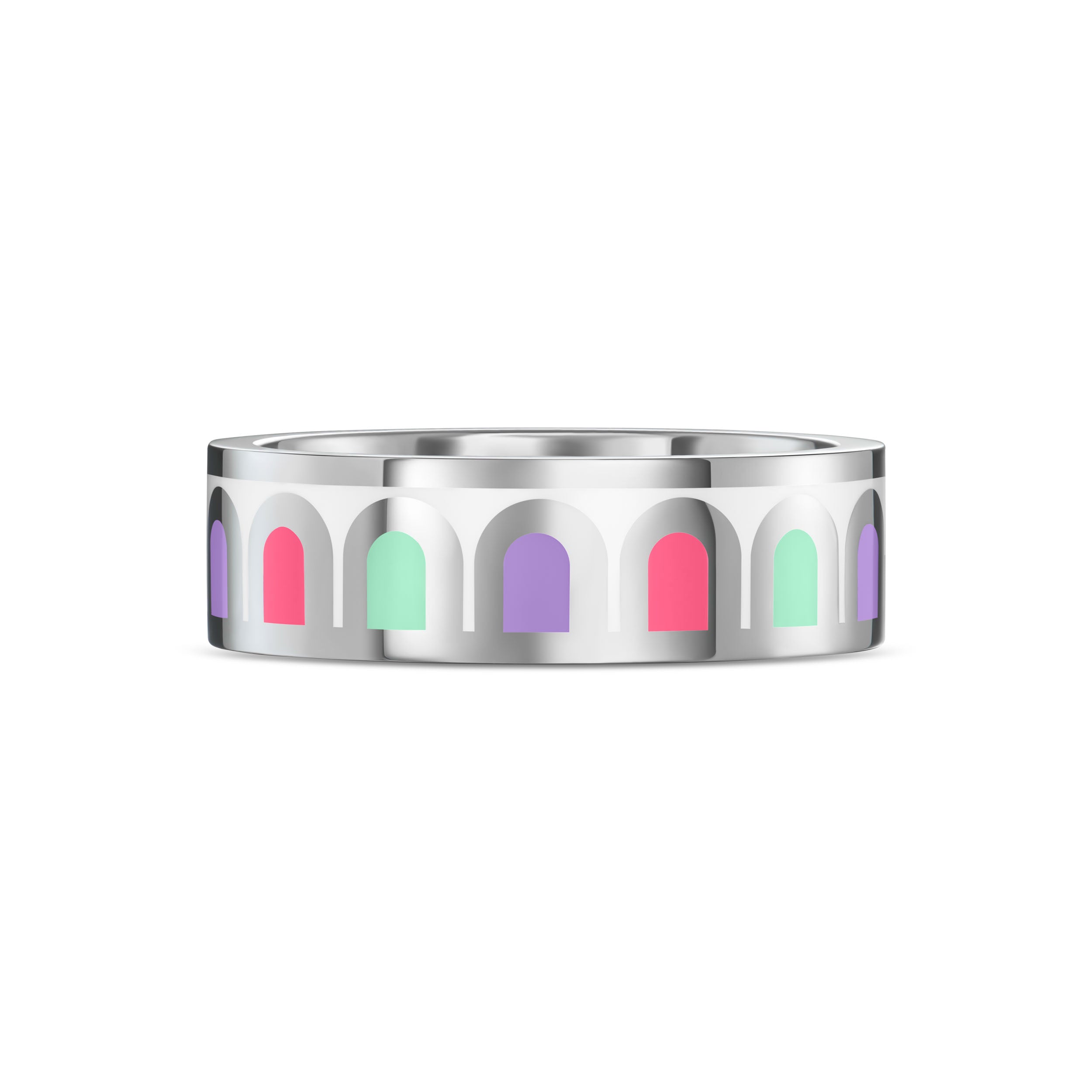 L'Arc de DAVIDOR Édition Multicolore Ring MM, 18k White Gold with Lacquered Ceramic - DAVIDOR
