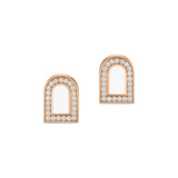 L'Arc Voyage Stud Earring PM, 18k Rose Gold with Lacquered Ceramic and Galerie Diamonds - DAVIDOR