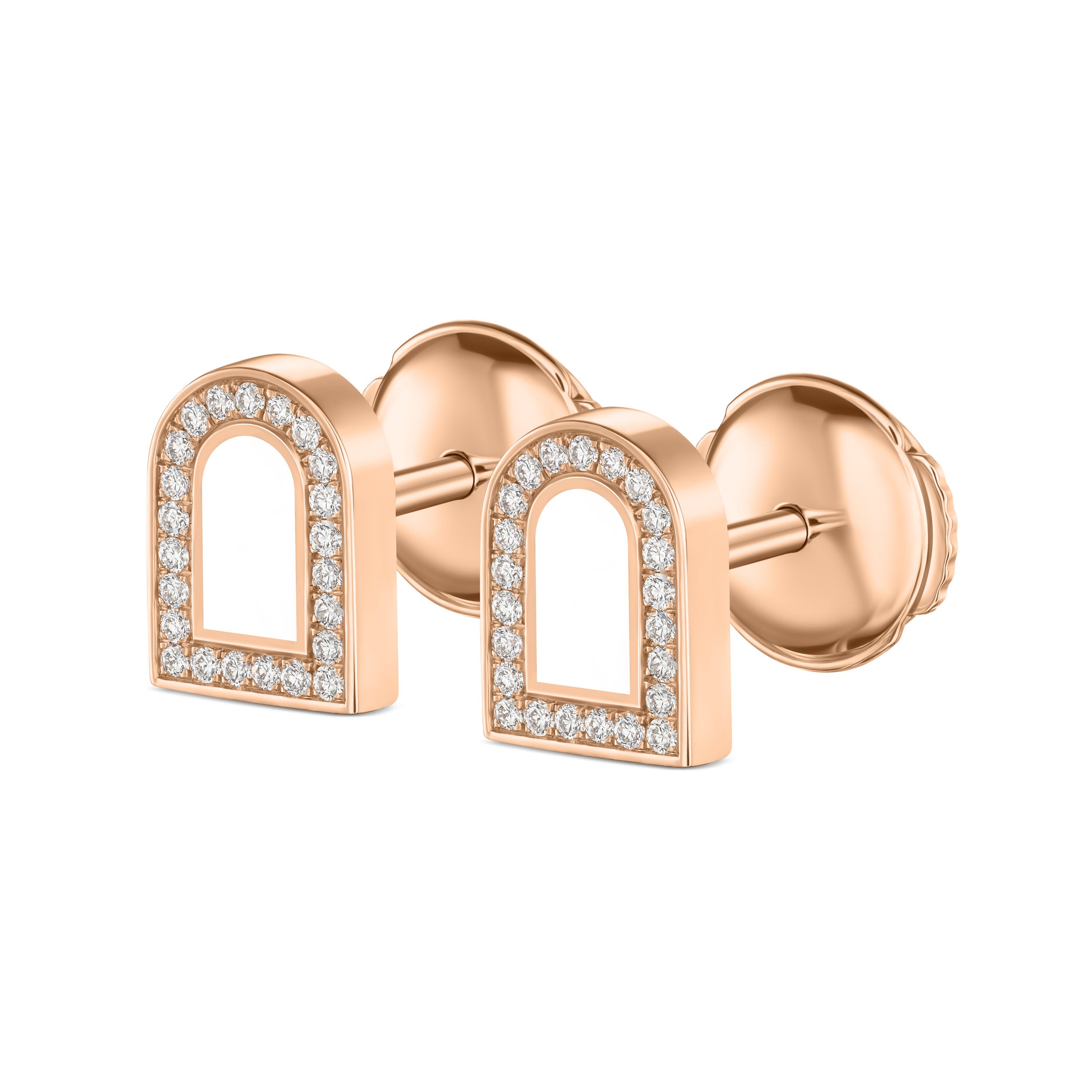 L'Arc Voyage Stud Earring PM, 18k Rose Gold with Lacquered Ceramic and Galerie Diamonds - DAVIDOR