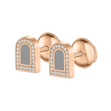L'Arc Voyage Stud Earring PM, 18k Rose Gold with Lacquered Ceramic and Galerie Diamonds - DAVIDOR