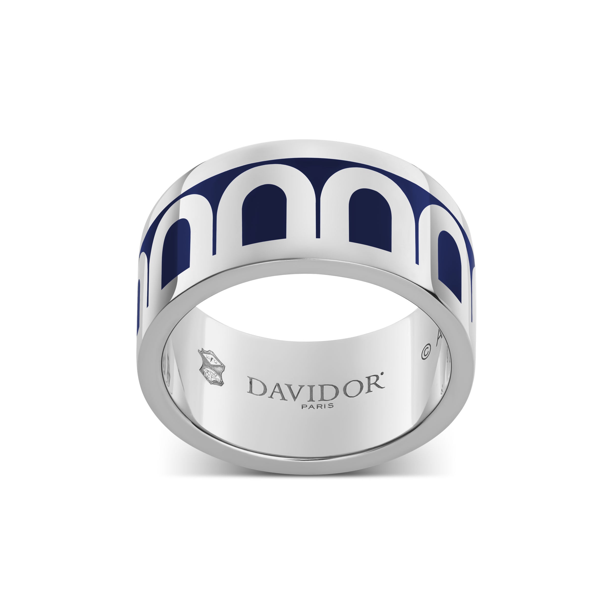 L'Arc de DAVIDOR Ring GM, 18k White Gold with Minuit à Paris Lacquered Ceramic - DAVIDOR