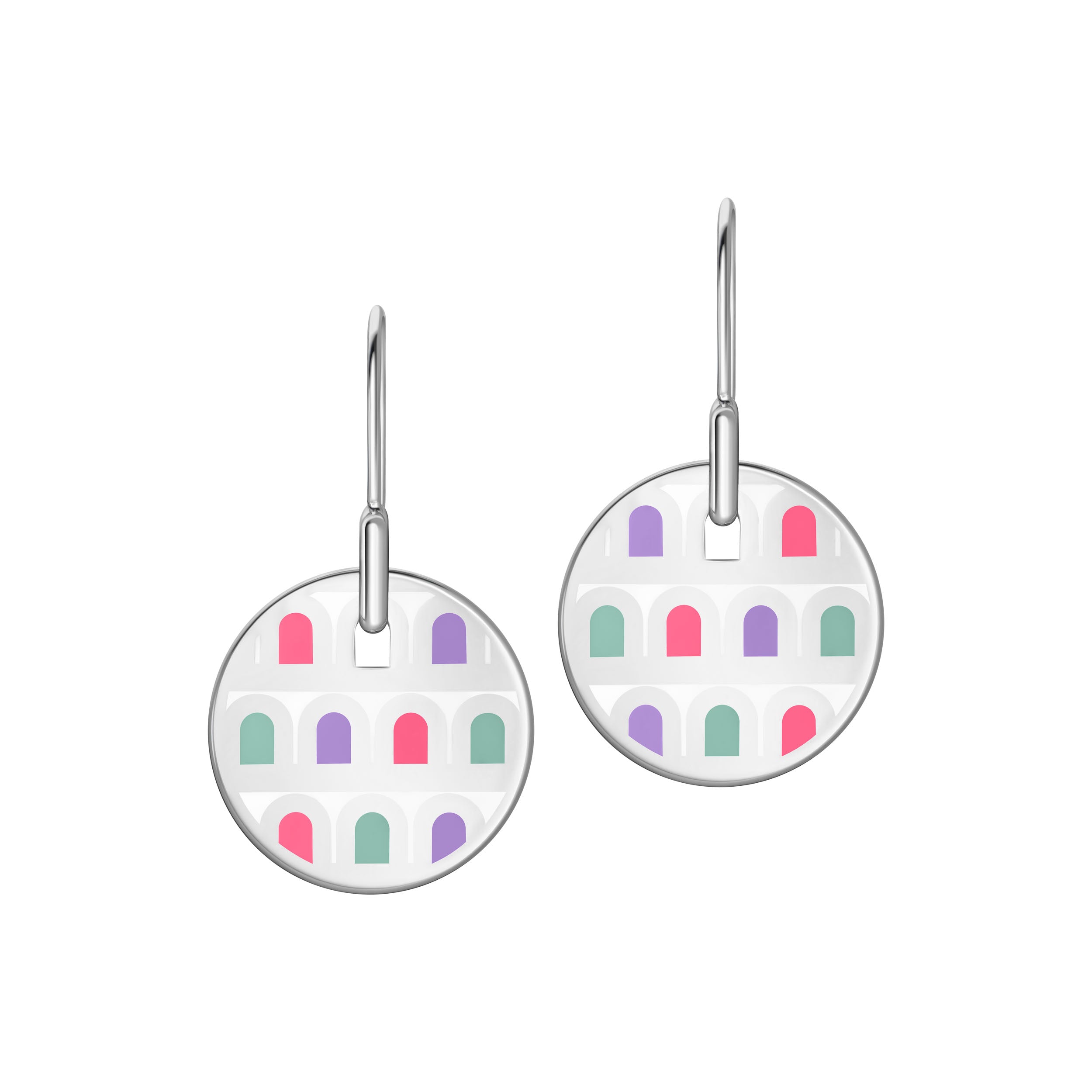 L'Arc de DAVIDOR Édition Multicolore Pendant Earring PM, 18k White Gold with Lacquered Ceramic - DAVIDOR