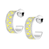 L'Arc de DAVIDOR Creole Earring PM, 18k White Gold with Lacquered Ceramic and Palais Diamonds - DAVIDOR