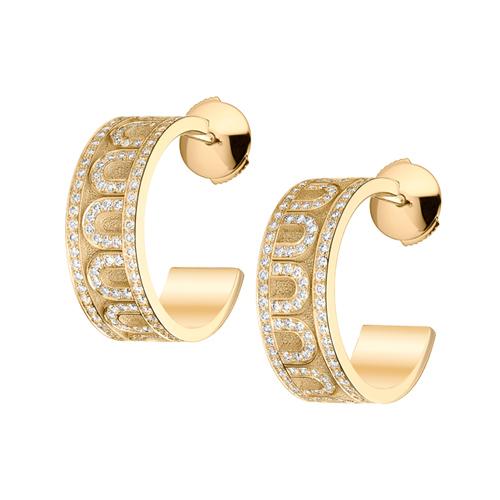 L'Arc de DAVIDOR Creole Earring PM, 18k Yellow Gold with Satin Finish and Palais Diamonds - DAVIDOR