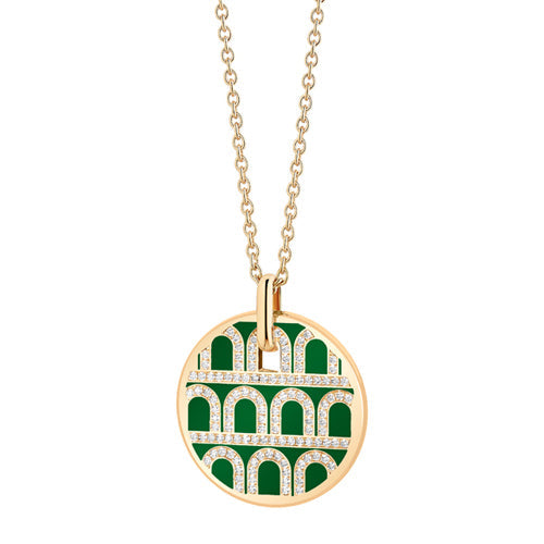 L'Arc de DAVIDOR Pendant GM, 18k Yellow Gold with Lacquered Ceramic and Palais Diamonds - DAVIDOR