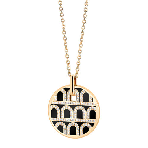 L'Arc de DAVIDOR Pendant GM, 18k Yellow Gold with Lacquered Ceramic and Palais Diamonds - DAVIDOR