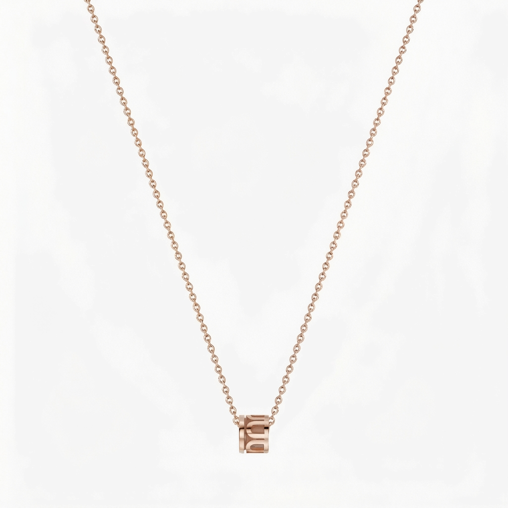 L'Arc de DAVIDOR Necklace with 1 Mini Bead, 18k Rose Gold with Satin Finish - DAVIDOR