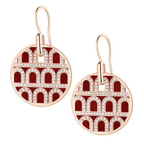 L'Arc de DAVIDOR Pendant Earring GM, 18k Rose Gold with Lacquered Ceramic and Palais Diamonds - DAVIDOR